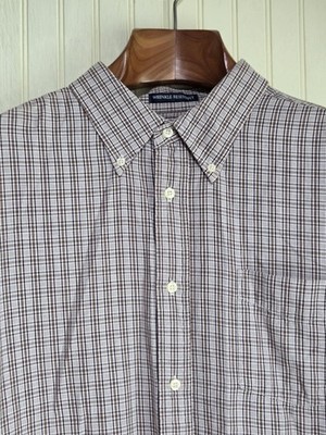 Knightsbridge Shirt Mens Extra Large Brown Plaid Button Down Wrinkle Resistant