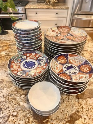Vintage Imari Japanese Porcelain Plate And Bowl Set 40 Pieces