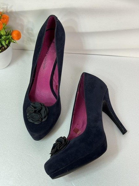 Women Lady Star Heels Navy Suede 40