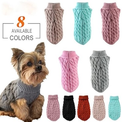 Handmade Dog Warm Sweater Blue Pet Knitted Clothes Winter Apparel Puppy Perro