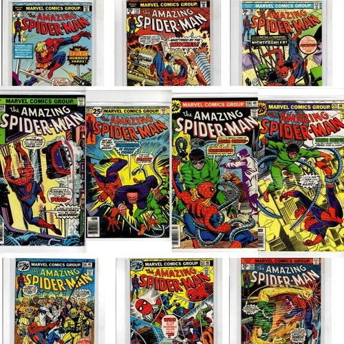 AMAZING SPIDER-MAN #152–161 1975 MARVEL 10 BOOK BRONZE LOT! AVG NM 9.4 -2 KEYS!