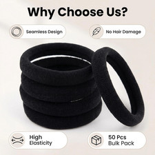 50 Pcs Elastic Hair Ties, Seamless Hair Bands No Damage, Soft Ponytail Holders