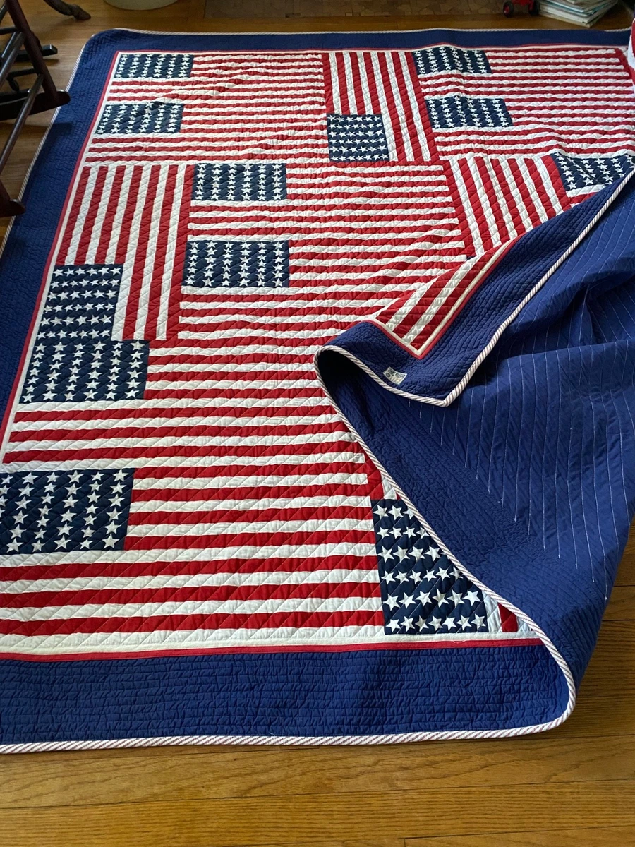 トミーヒルフィガー アメリカ国旗柄 キルト Tommy Hilfiger American Flag Quilt USA Red White Blue 100%Cotton