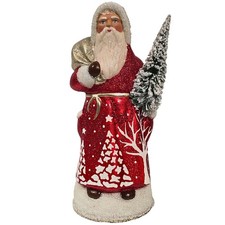 Schaller Red Santa Candy Container Figurine  8.25" Paper Mache Decor