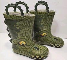 Western Chief Kids DINO Waterproof Faux Fur Lined Rubber Rain Boots sz 7/8