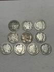 Lot Of 10 Barber Dimes - Various Dates & Mints - 90% Silver