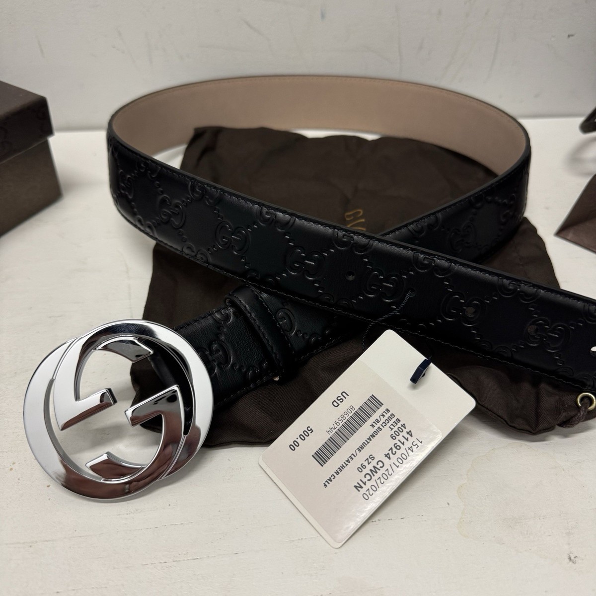 Gucci Black Interlocking G Belt (Size 30-32 Men's Pants) | eBay