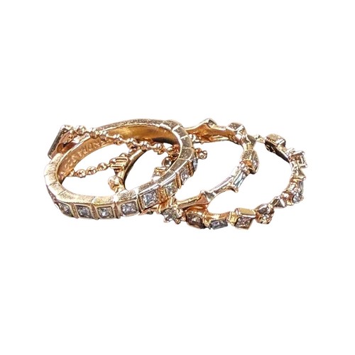 Kendra Scott Gold Tone Stacking Rings Set Crystal Band Unknown Size