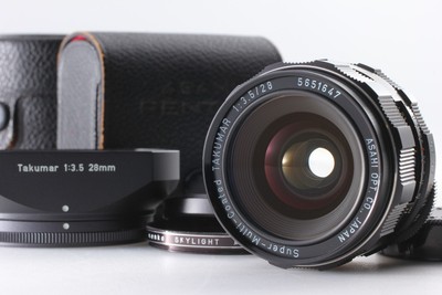 PENTAX SMC TAKUMAR 28mm F/3.5 w/ Hood M42 Screw Mount MF Wide Angle Lens