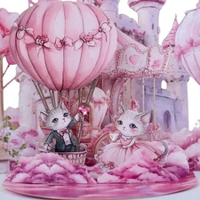 Pop Up Anniversary Card for Wife, Girlfriend, 5.0 Inches X 7.0 Inches, Pink 