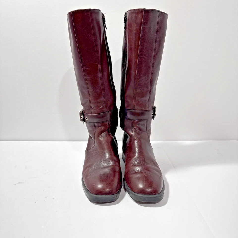 Botas largas de cuero marrón oscuro altas impermeables Hush Puppies para mujer 8 M Foto 4 de 4