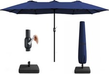 Double Garden Parasol with Base and Cover 4.5x2.7m – Extra Large Outdoor