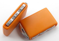 1xAutoschlüssel KeylessGO Leergehäuse 3+1Taster in Orange+Notschlüssel für Volvo