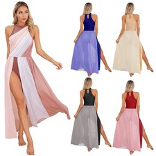 Women's Chiffon Lyrical Dance Dress Split Skirt Modern Contemporary Dancewear