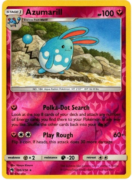 Pokemon Card - S&M: Lost Thunder 136/214 - AZUMARILL (reverse holo) - NM/M