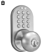 Keyless Entry Satin Nickel Door Lock with Touchpad and Intruder Alarm Features