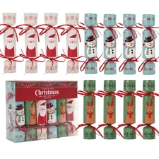 12 Packs Christmas Crackers, Christmas Non-Snap Party Favors with Prizes Hat ...