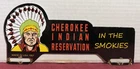 VINTAGE CHEROKEE INDIAN RESERVATION SMOKIES 10” PORCELAIN TAG TOPPER SIGN