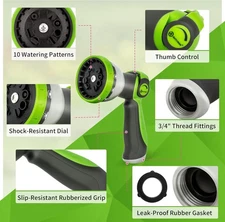 Garden Hose Nozzle Sprayer - 10 Spray Patterns, Thumb Control On Off Valve, D...