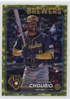 2024 Update Debut Yellow Crackle Foilboard /50 Jackson Chourio Rookie RC yl0