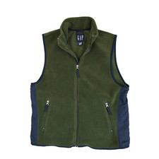 Gap Vintage 90s Green Blue Fleece Full Zip Vest Men's Medium Back Pocket