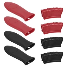 8pcs Silicone Hot Handle Holder, Silicone Assist Handle Holder Red/Black