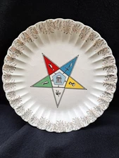 Vintage Order of the Eastern Star (OES) Masonic Plate - 23k Accents