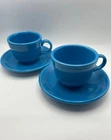 Fiesta Fiestaware Coffee/Tea Cup Flat cup and Saucer, 2 sets PEACOCK BLUE