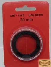  30mm AIRTITE COIN CAPSULE BLACK RING -HALF DOLLAR, MAPLE LEAF 1oz - #10,336