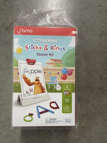 Osmo - Little Genius Sticks & Rings Starter Kit for iPad w/2 Games. Ages 3-5.
