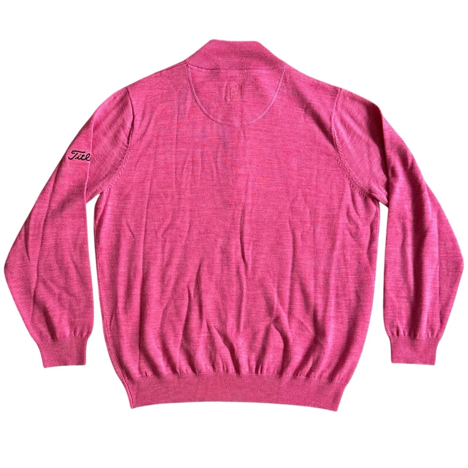 Footjoy Titleist 100% Wool Pullover Sweater Mens Sz Medium Pink 1/4 1/2 Zip - Image 3 of 4