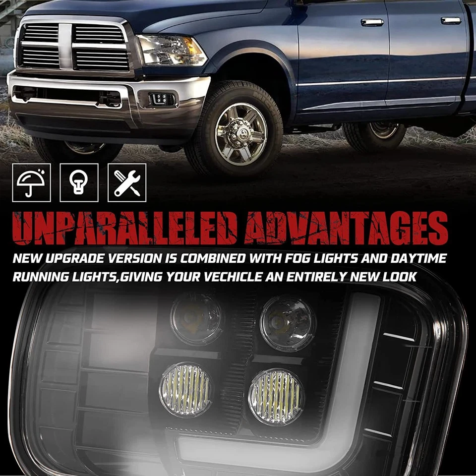 Juego de luces antiniebla LED con luces de circulación diurna Dodge Ram, 1 par de puntos de lente transparentes Foto 4 de 4