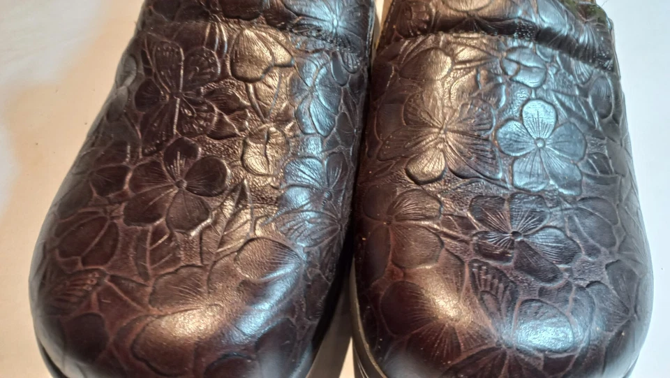 Zuecos sin cordones Alegria para mujer talla EU 37 EE. UU. 6 - 6,5 KEL-275 cuero marrón cachemir Foto 3 de 4