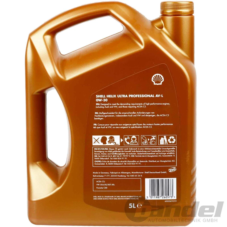 2x5L SHELL HELIX PROFESSIONAL AV-L 0W30 passend für VW 504.00 507.00 PORSCHE C30 - Bild 4 von 4