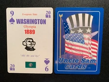Swap Playing Card   UNCLE SAM   WASHINGTON    NINE of SPADES   1991