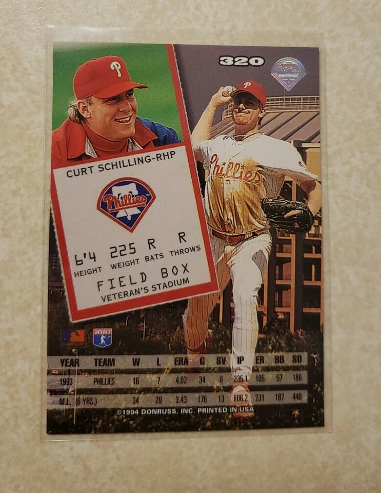 1994 Donruss Baseball Curt Schilling - Image 2 of 2
