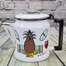 Georges Briard Ambrosia Pineapple Coffee Pot MCM Enamelware Percolator USA