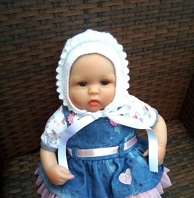 Hand Knitted Traditional Baby Girls Bonnet / Hat VARIOUS COLOURS & SIZES