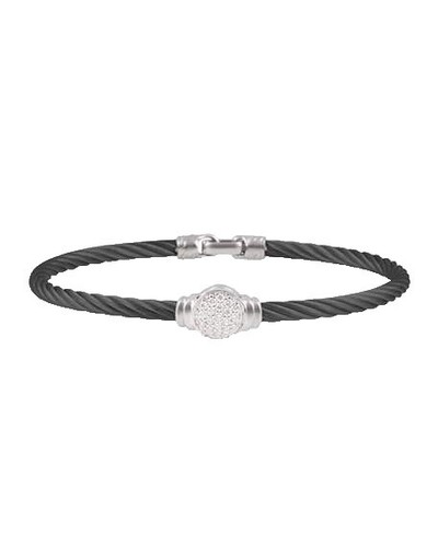 NEW ALOR 0.04 cts leather strap diamond watch in black ALOR 0.04 Cts Leather Strap Diamond Watch In White | ShopSimon main image 2