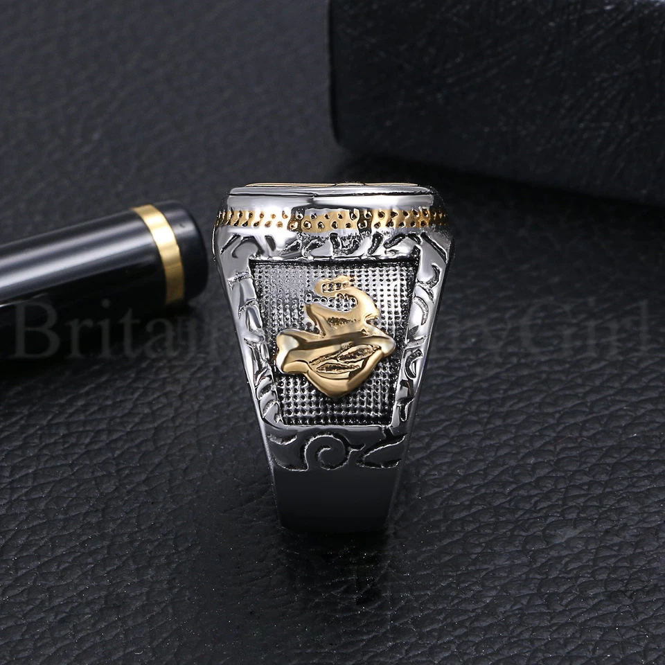 Anillo de oración de acero inoxidable Santa Cruz cristiana para hombre alianza de boda talla 8-14 Foto 2 de 4