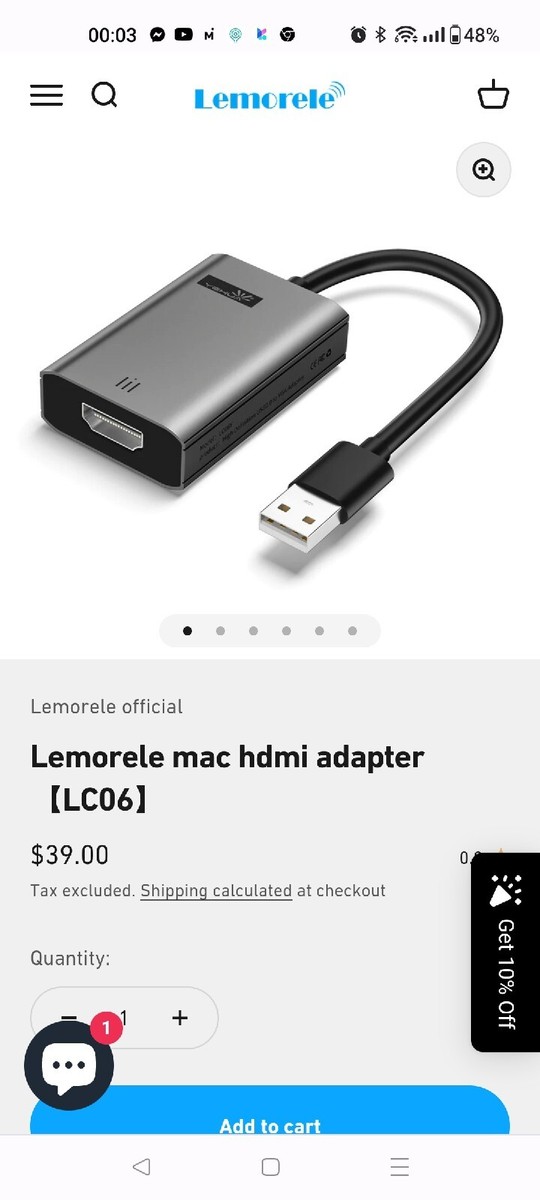 Lemorele MacBook HDMI to USB Adapter, HD 1080P USB to HDMI Cable