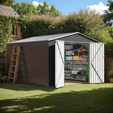 10X10 FT Outdoor Metal Storage Shed,Lockable Yard Tool Shed for Garden, Backyard