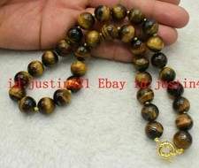 Natural 6/8/10/12/14mm Yellow Tiger's Eye Round Gems Beads Necklace 18'' AAA 