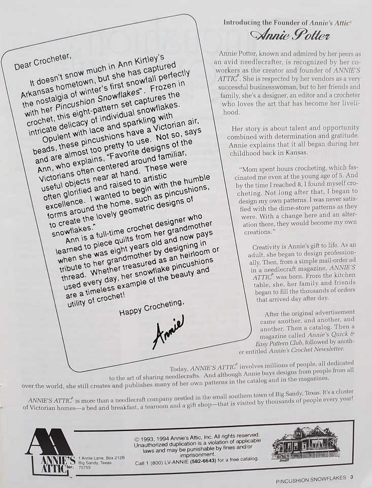 Pincushion Snowflakes Crochet Patterns By Annie's Attic - Image 2 of 4