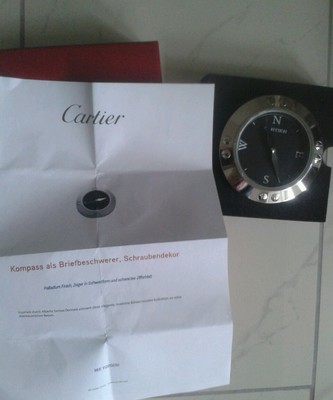 Cartier - Kompass , ca.10 x 1,8 cm , mechanisch , Metall . Selten ! ,  gebraucht
