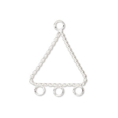 10 Silver 21mm Fancy Twisted Triangle Earring Drops with Loops Bead Findings