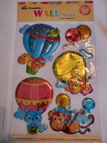 Globos de aire caliente 3D Popout decoración de pared para niños león tigre mono oso extraíble - Imagen 1 de 4