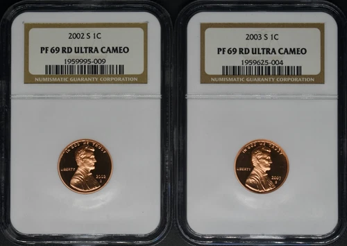 2002-S 2003-S Lincoln Cent - NGC PF69 RD Ultra Cameo - 2 Coin Lot - ✪COINGIANTS✪