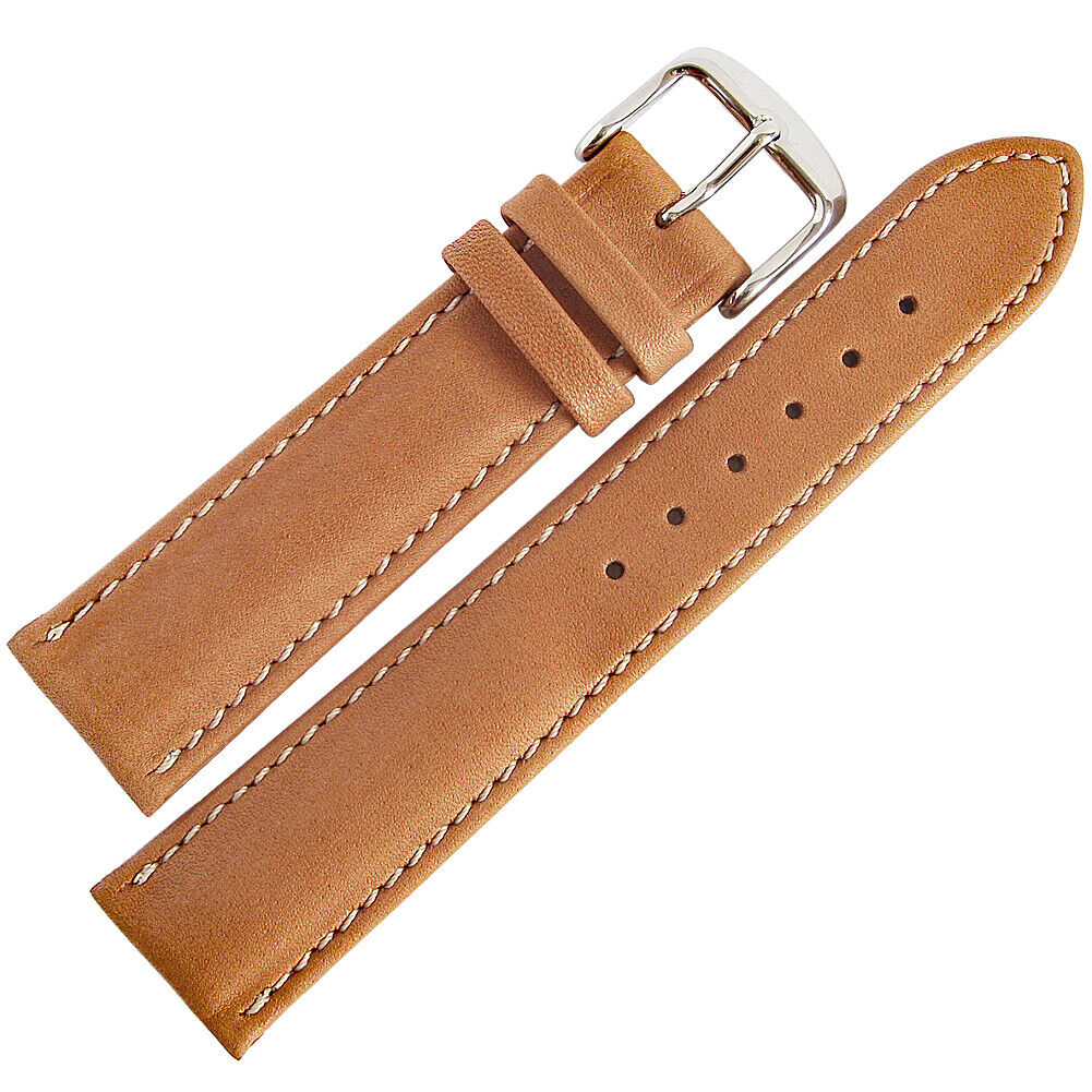 20mm Mens Fluco Chrono Nabucco Smooth Tan Leather German Made Watch Band Strap