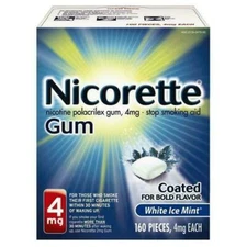 New Nicorette White Ice Mint Nicotine Gum 4mg - 160 Count Exp 05/2027+